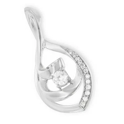 Haus Of Brilliance 10k White Gold 1/4 Cttw Brilliant-cut Round Diamond Spiral Link 18" Pendant Necklace