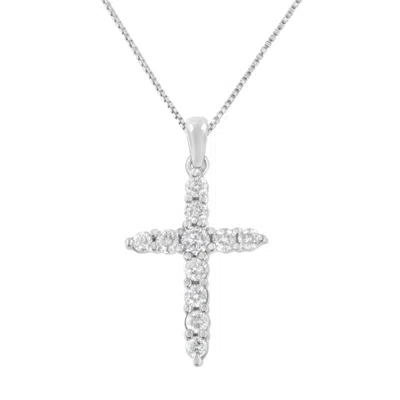 Haus Of Brilliance 10k White Gold 1/4 Cttw Diamond Cross Pendant Necklace (i-j, I2-i3)