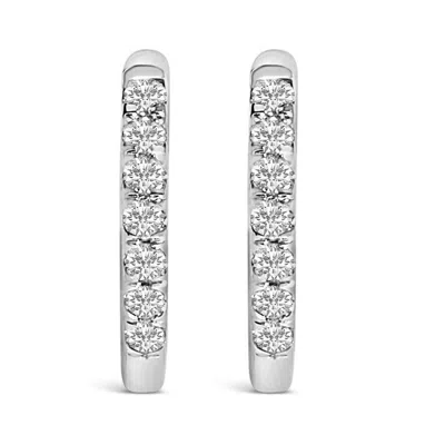 Haus Of Brilliance 10k White Gold 1/4 Cttw Diamond Double Sided Huggie Hoop Earrings