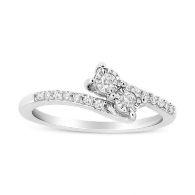 Haus Of Brilliance 10k White Gold 1/4 Cttw Miracle Set Round Cut Diamond Two-stone Ring