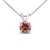 Haus Of Brilliance 10k White Gold 1/4 Cttw Round Brilliant Cut Lab Grown Pink Diamond 4-prong Solitaire Pendant Necklac In Multi