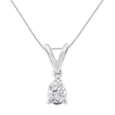 Haus Of Brilliance 10k White Gold 1/5 Cttw Diamond Pear Pendant Necklace