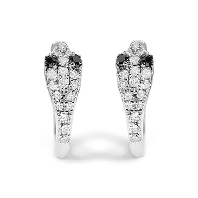 Haus Of Brilliance 10k White Gold 1/5 Cttw Diamond Snake Eyes Huggy Hoop Earrings