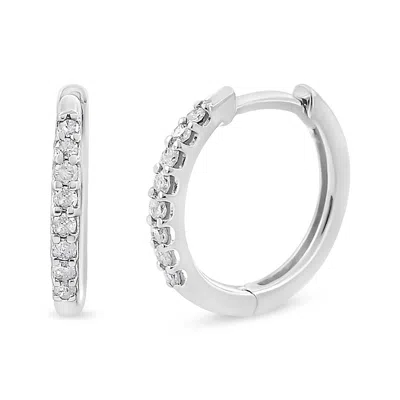 Haus Of Brilliance 10k White Gold 1/5 Cttw Round-cut Diamond Modern Hoop Earrings