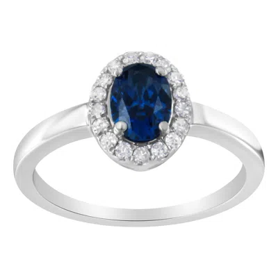Haus Of Brilliance 10k White Gold 1/5 Cttw Round Diamond And Prong Set 7mm Gemstone Halo Cocktail Ring In Multi