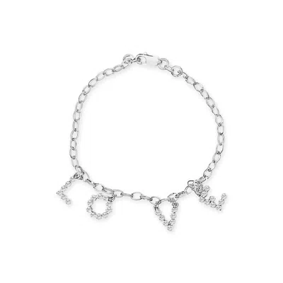 Haus Of Brilliance 10k White Gold 1/6 Cttw Diamond "love" Charm Cable Chain Bracelet
