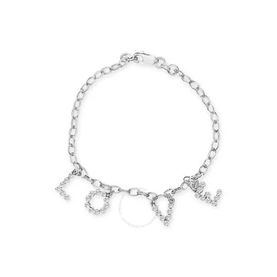 Haus Of Brilliance 10k White Gold 1/6 Cttw Diamond "love" Charm Cable Chain Bracelet (h-i Color