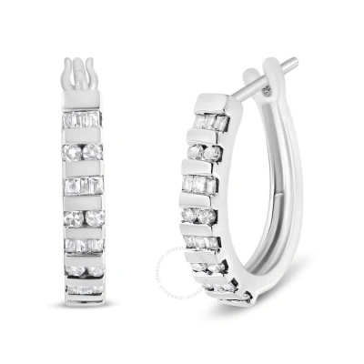 Haus Of Brilliance 10k Gold Round And Baguette-cut Diamond Hoop Earrings In White