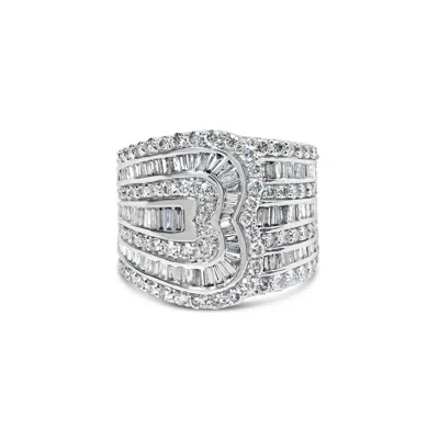 Haus Of Brilliance 10k White Gold 2 1/2 Cttw Round And Baguette-cut Diamond Multi-row Bypass Ring