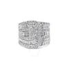 HAUS OF BRILLIANCE HAUS OF BRILLIANCE 10K WHITE GOLD 2 1/2 CTTW ROUND AND BAGUETTE-CUT DIAMOND MULTI-ROW BYPASS RING (J
