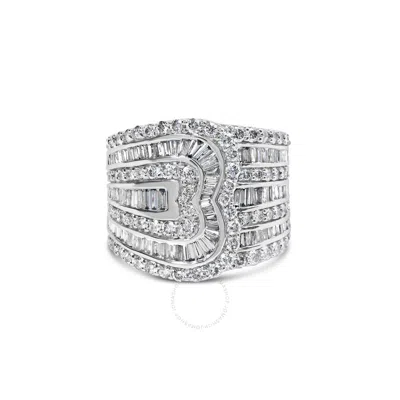 Haus Of Brilliance 10k White Gold 2 1/2 Cttw Round And Baguette-cut Diamond Multi-row Bypass Ring (j In Metallic
