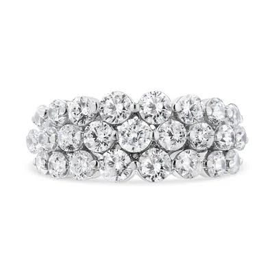 Haus Of Brilliance 10k White Gold 2 1/2 Cttw Round Natural Diamond 3 Row Band Ring