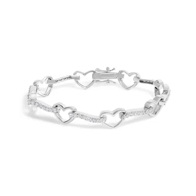 Haus Of Brilliance 10k White Gold 2.0 Cttw Diamond Heart Link Bracelet In Metallic