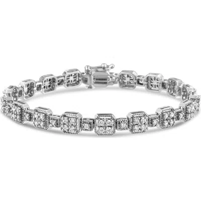 Haus Of Brilliance 10k White Gold 2.0 Cttw Diamond Square Link Bracelet In Brown