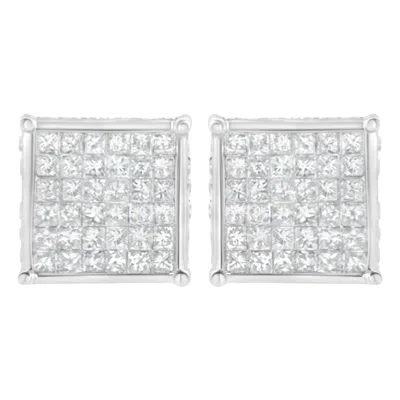 Haus Of Brilliance 10k White Gold 2ct Tdw Princess-cut Composite Diamond Stud Earring