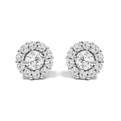 Haus Of Brilliance 10k White Gold 3.0 Cttw Lab Grown Diamond Halo Stud Earrings In Metallic