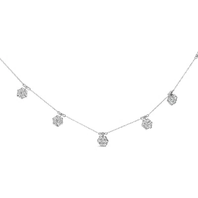 Haus Of Brilliance 10k White Gold 3.0 Cttw Round-cut Diamond 7 Stone Cluster Station Necklace