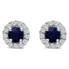 Haus Of Brilliance 10k White Gold 3.25mm X 3.25mm Round Blue Sapphire And 1/10 Cttw Diamond Halo Stud Earrings In White