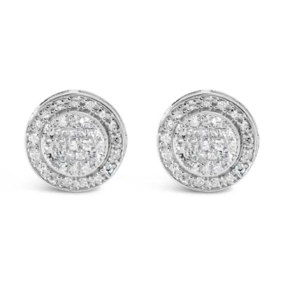 Haus Of Brilliance 10k White Gold 3/4 Cttw Diamond Composite With Halo Stud Earrings