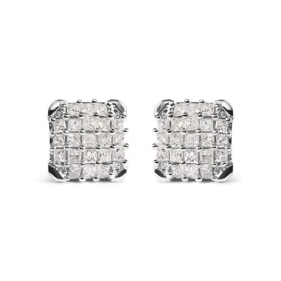 Haus Of Brilliance 10k White Gold 3/4 Cttw Princess Diamond Composite Open Frame Stud Earrings