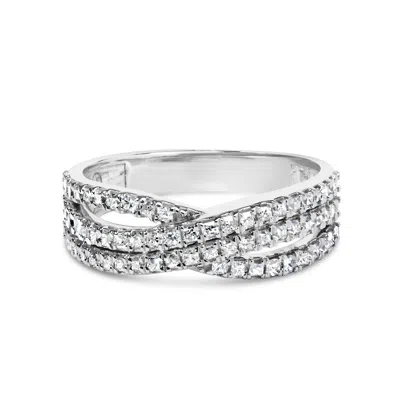 Haus Of Brilliance 10k White Gold 3/4 Cttw Princess Natural Diamond Split Shank And Weave Band Ring