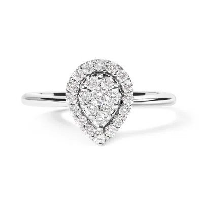Haus Of Brilliance 10k White Gold 3/8 Cttw Round-cut Lab Grown Diamond Cluster Pear Promise Ring