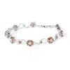 Haus Of Brilliance 10k White Gold 4.0 Cttw Champagne And White Diamond Floral Cluster And Station Link Bracelet In White
