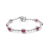 Haus Of Brilliance 10k White Gold 4.5mm X 3mm Oval Ruby And Diamond Link Bracelet