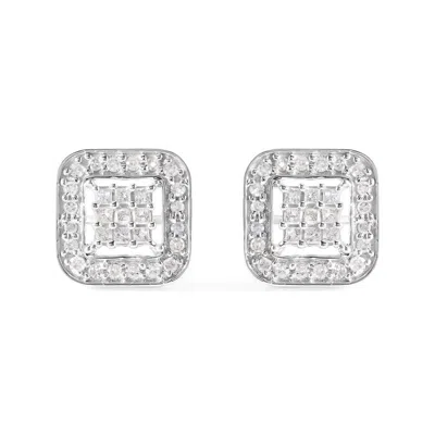 Haus Of Brilliance 10k White Gold 5/8 Cttw Diamond Square Shaped Composite Stud Earrings (i-j Color