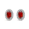Haus Of Brilliance 10k White Gold 5x3 Mm Oval Cut Birthstone And Diamond Halo Stud Earrings