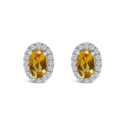 Haus Of Brilliance 10k White Gold 5x3 Mm Oval Cut Birthstone And Diamond Halo Stud Earrings
