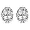 Haus Of Brilliance 10k White Gold 5x3 Mm Oval Cut Birthstone And Diamond Halo Stud Earrings