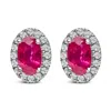 Haus Of Brilliance 10k White Gold 5x3 Mm Oval Cut Birthstone And Diamond Halo Stud Earrings In Multi
