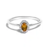Haus Of Brilliance 10k White Gold 5x3mm Oval Orange Citrine And Diamond Accent Halo Ring (i-j Color In Metallic