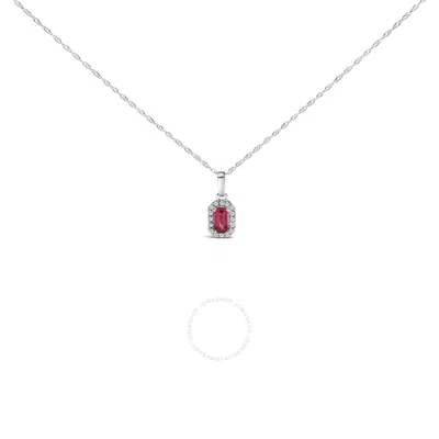 Haus Of Brilliance 10k White Gold 5x3mm Pink Tourmaline And Diamond Accent Halo Octagonal Shape Pend