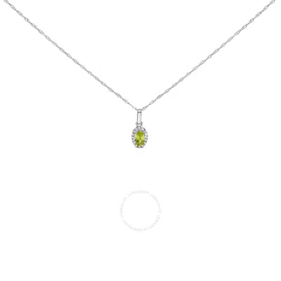 Haus Of Brilliance 10k White Gold 5x3mm Yellow Peridot And Diamond Accent Halo Oval Shape Pendant Ne