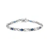 Haus Of Brilliance 10k White Gold 5x4mm Oval Sapphire Gemstone And 1/10 Cttw Diamond Prong Set "x" Link Bracelet In White