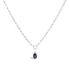 Haus Of Brilliance 10k White Gold 6x4 Mm Oval Blue Sapphire Solitaire Paperclip Pendant Necklace In Metallic