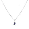 Haus Of Brilliance 10k White Gold 6x4 Mm Oval Blue Sapphire Solitaire Paperclip Pendant Necklace In White