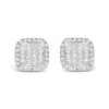 Haus Of Brilliance 10k White Gold Invisible Set 1/2 Cttw Diamond Composite And Halo Stud Earrings In White
