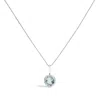 Haus Of Brilliance 10k White Gold Blue Aquamarine And 1/10 Cttw Diamond Accent Halo Pendant Necklace In Silver