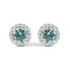 Haus Of Brilliance 10k White Gold Blue Aquamarine And 1/6 Cttw Diamond Halo Stud Earring In Metallic