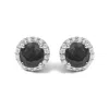 Haus Of Brilliance 10k White Gold Blue Sapphire And 1/6 Cttw Diamond Halo Stud Earring In White