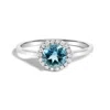 Haus Of Brilliance 10k White Gold Blue Topaz And 1/10 Cttw Diamond Halo Ring In Metallic