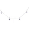 Haus Of Brilliance 10k White Gold Dangling 5x3 Mm Pear Blue Sapphire And Diamond Station Necklace In White