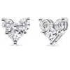 Haus Of Brilliance 10k White Gold Diamond 3 Stone Trio Heart Stud Earring In White