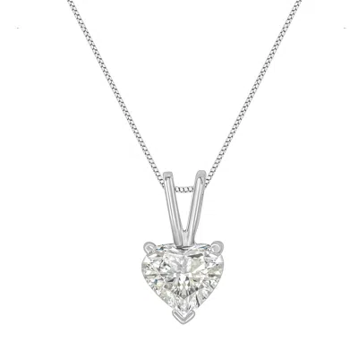 Haus Of Brilliance 10k White Gold Diamond 3 Stone Trio Heart Stud Earring