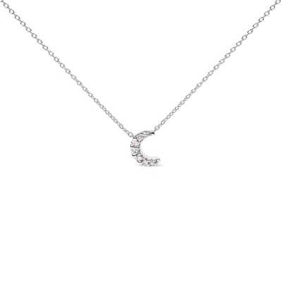 Haus Of Brilliance 10k White Gold Diamond Accented Crescent Moon Shaped 18" Inch Pendant Necklace