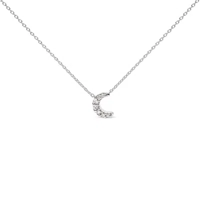 Haus Of Brilliance 10k White Gold Diamond Accented Crescent Moon Shaped 18" Inch Pendant Necklace (h