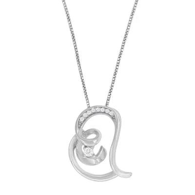 Haus Of Brilliance 10k White Gold Diamond Accented Espira Open Spiral Twist Heart 'rings Of Love' 18" Pendant Necklace